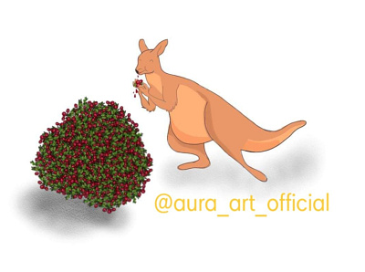 Kangaroo Eating From a Berry Bush animation design graphic design illustration