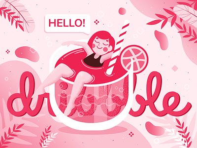 Hello dribbble! design firstshot flat hello hellodribbble icon illustration illustrator invite minimal vector