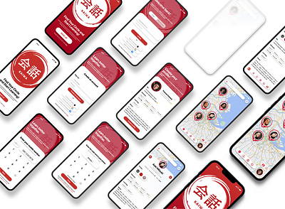 Mobile App Concept - KAIWA app chat japan language learning mobile social ui