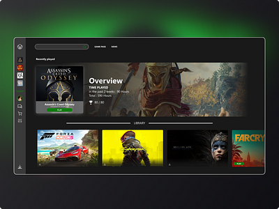 Proj 3 : Xbox Launcher/ Dekstop Application (Home) branding design home page landing page ui ui design ux web design