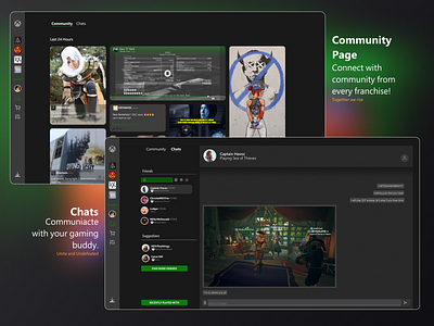 Proj 3 : Xbox Launcher/ Dekstop Application (Social) branding community design game landing page ui ui design ux web design xbox