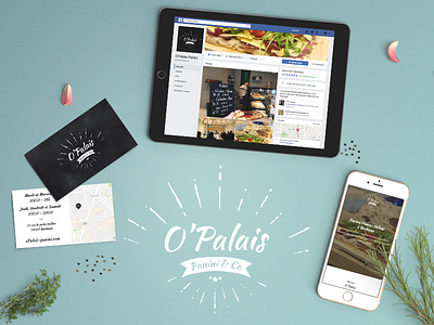 O'palais Panini bordeaux business card facebook focaccia france italia logo panini sandwich visual identity web