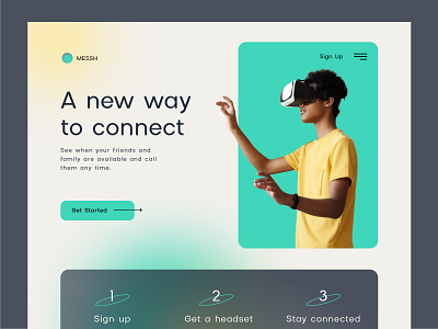 Messh: Make calls in VR app hero landing page product page vr web web design website