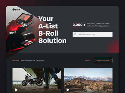 Rolll Clips b roll brand identity design ui uidesign uiux ux video web web designer webdesign