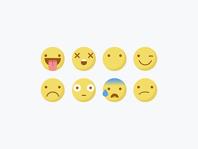 Emojis Pt.2 emoji expressions icons illustrations sad set shock silent tongue worried