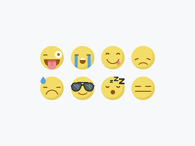 Emojis Pt.3 cool emoji expressions icons illustrations sad set silent sleep tongue worried