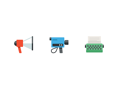 Speak Record Write blog camera icons illustrations megaphone record speak video write writing