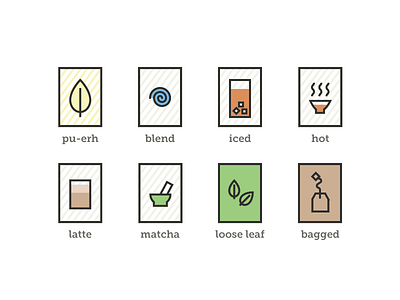 Tea Types (continued) education icons illustrations leaves organic tea types