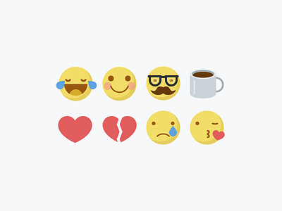 Emojis Pt.4 coffee embarrassed emoji expressions heart hipster icons illustrations laugh love mustache