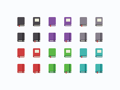 Notebooks books colors icons illustration notebooks options set