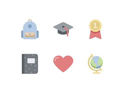 Happy Education (now available) backpack globe graduation heart icons medal notebook product school set