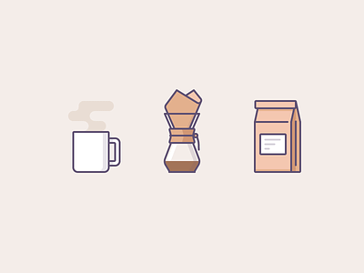 Coffee Time bag beans chemex coffee cup filter icons mug set steam
