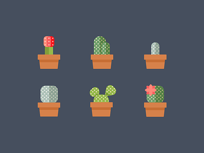 Cacticons cacti cactus desert flower icons plant pots