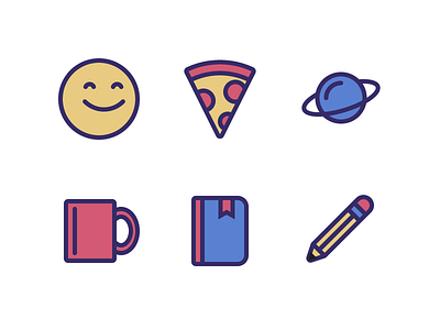 It's Friday coffee friday happy icons journal pencil pizza space