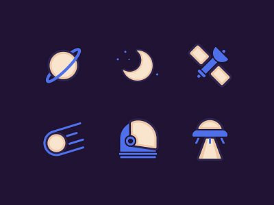 Space Adventure Icons alien comet helmet icons light moon planet set space