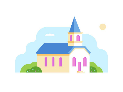 Happy Easter! building church dimensional easter illustration landscape