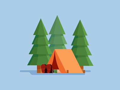 Relaxing In The Woods camping forest illustration relaxing sleeping tent trees woods