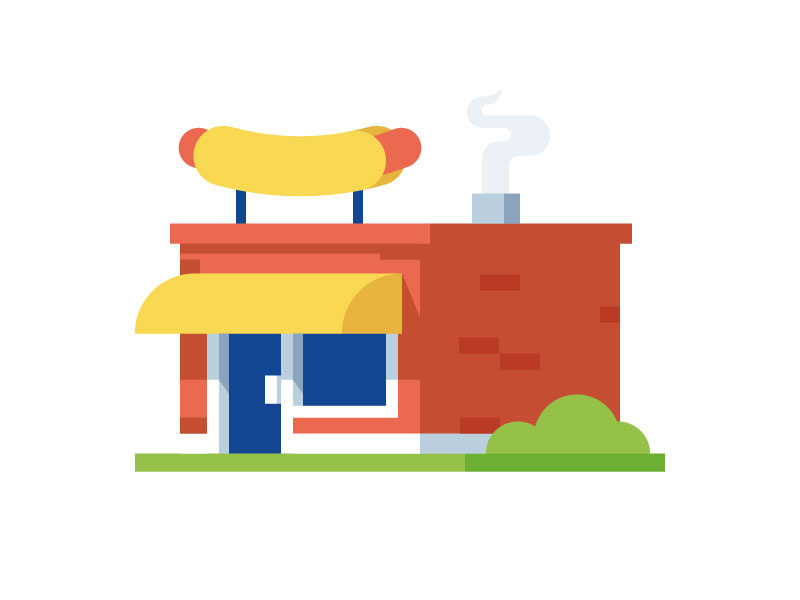 Hot Dog Bistro illustration building store shop bistro restaurant hot dog