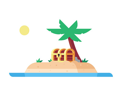 Pirate Island illustration island palm pirate treasure treasure chest tutorial