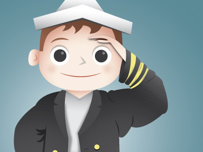 Young Captain boat children coat happy illustration illustrator kid sailor