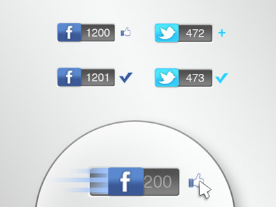 Like and follow concept button facebook follow like photoshop twitter ui web