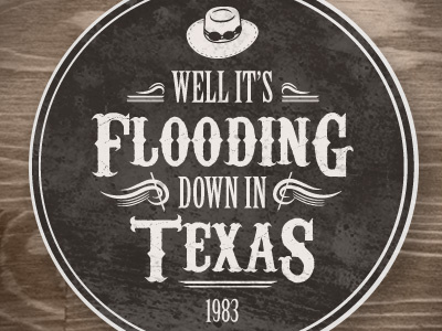 Down in Texas 1983 flood hat stevie texas typography vintage western wood