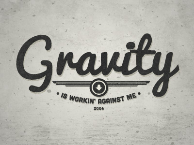 Gravity 2006 down gravity script typography vintage