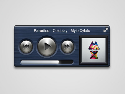 Player UI brushed chrome coldplay enlarge metal micro mini music player ui