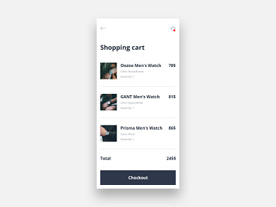Minimalistic Shopping Cart - DailyUI 002 app cart clean daily dailyui design minimal shopping simple ui ux