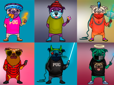 PUG design illustration nf nft рисунки