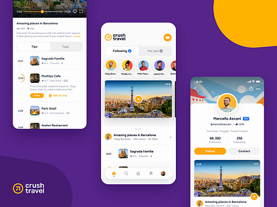 Crush Travel Application adventure animated animation app app design application booking product design travel ui ui ux ui design user interface ux ux design