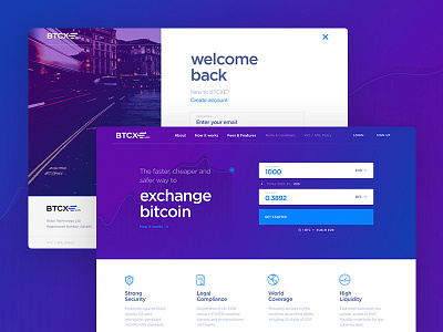 BTCxe – Cryptocurrency Exchange bitcoin corporate cryptocurrency exchange graphics landing site trade ui ux web