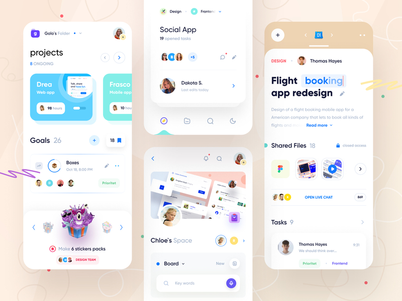Mobile App Project Management UI app clean color dashboad design fintech fintory interface management minimal mobile product ui user experience user interface ux web webdesign