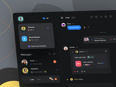 ☁️ Messenger Dashboard Web App app chat clean dark dashboard design email inbox interface message messenger minimal product design social ui ux web web design website