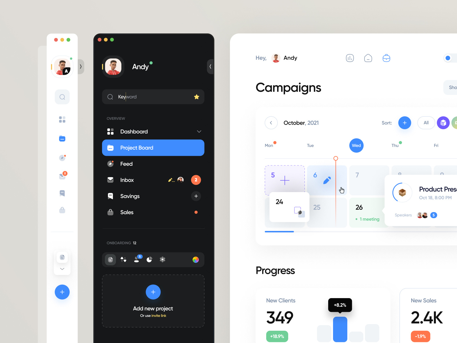 Dashboard + Navigation Interface by Golo on Dribbble