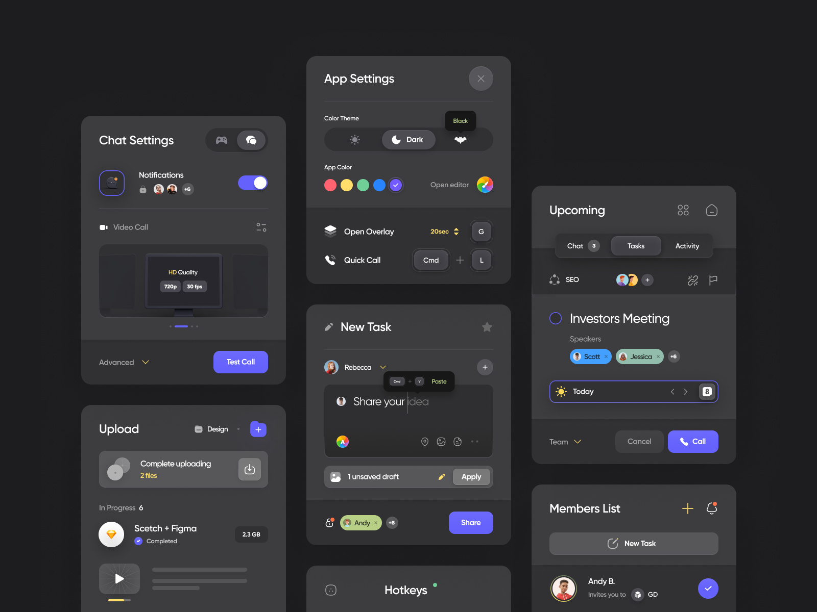 Dark UI for Cards Components by Golo on Dribbble