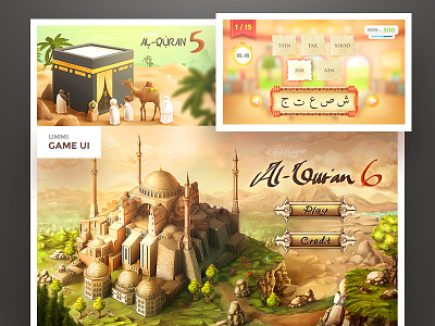 Ummi Mengaji Gui al quran art character concept design education game gui illustration painting splash screen game vector