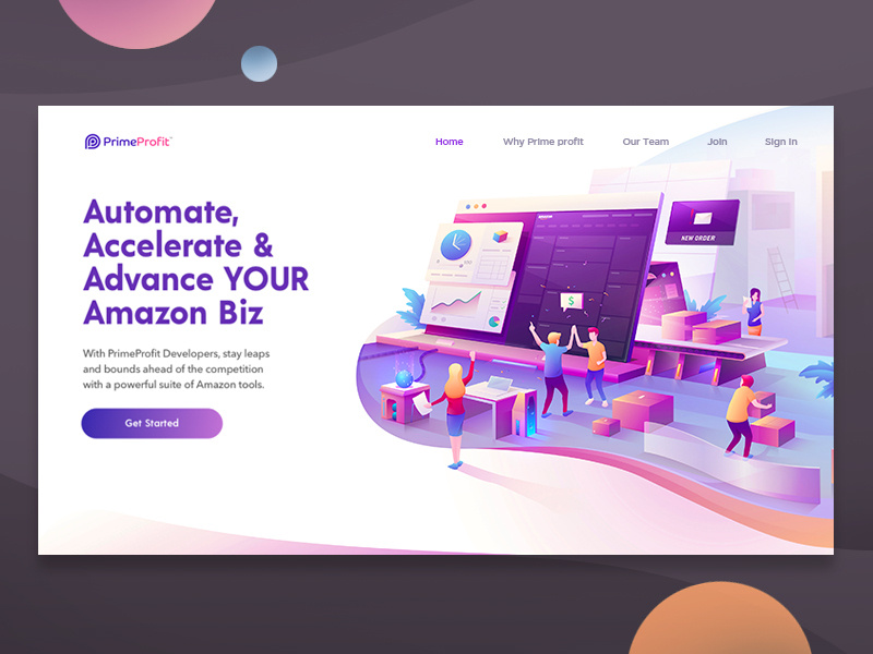 Amazon software management tool landing page concept graphic design inspiration gradient vector flat character online shop ux ui flat design character flat illustration amazon software concept management tool illustration landing page amazon