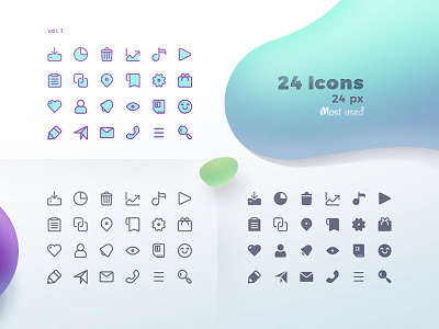 Icons  most used by UI designers ( vol. 1 )