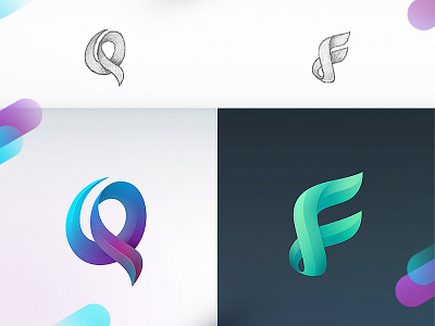 Q and F Letter Logo branding branding concept concept design f logo icon idea letter letter f letter logo letter q logo purple shape q logo