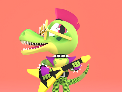 Monty Gator 3d 3d art art character design cute design fanart gaming graphic design