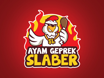 Indonesian Spicy Fried Chicken Logo - Slaber chicken hen illustration logo