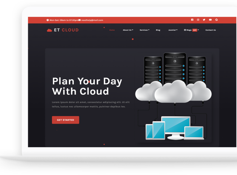 ET Cloud+ Free Hosting & Server Joomla template by Engine Templates