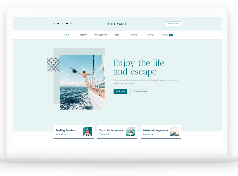 ET Yacht Free Responsive Yacht Joomla! template by Engine Templates