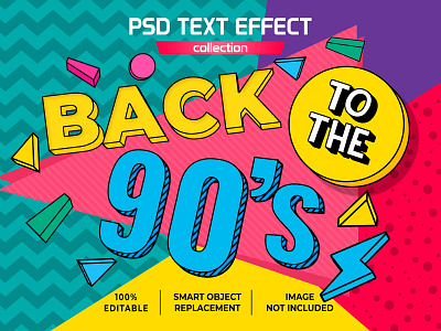 Back to 90's full color retro text effect backto90s classic nineties popup retro text style