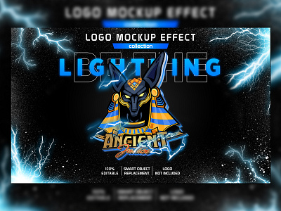3d Blue Lightning Thunder Esport Logo Mockup blue esport glow lightning thunder
