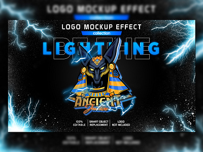 3d Blue Lightning Thunder Esport Logo Mockup