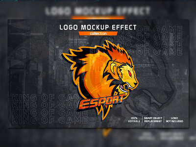 3D Black Esport Logo Mockup Effect