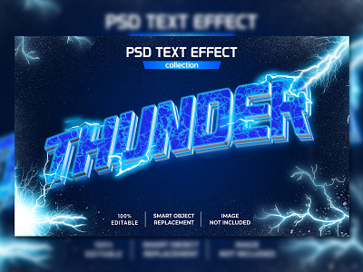 Blue Thunder Lightning Text Effect blue design illustration lightning logo text style thunder