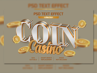 3d Gold Coin Casino Text Effect